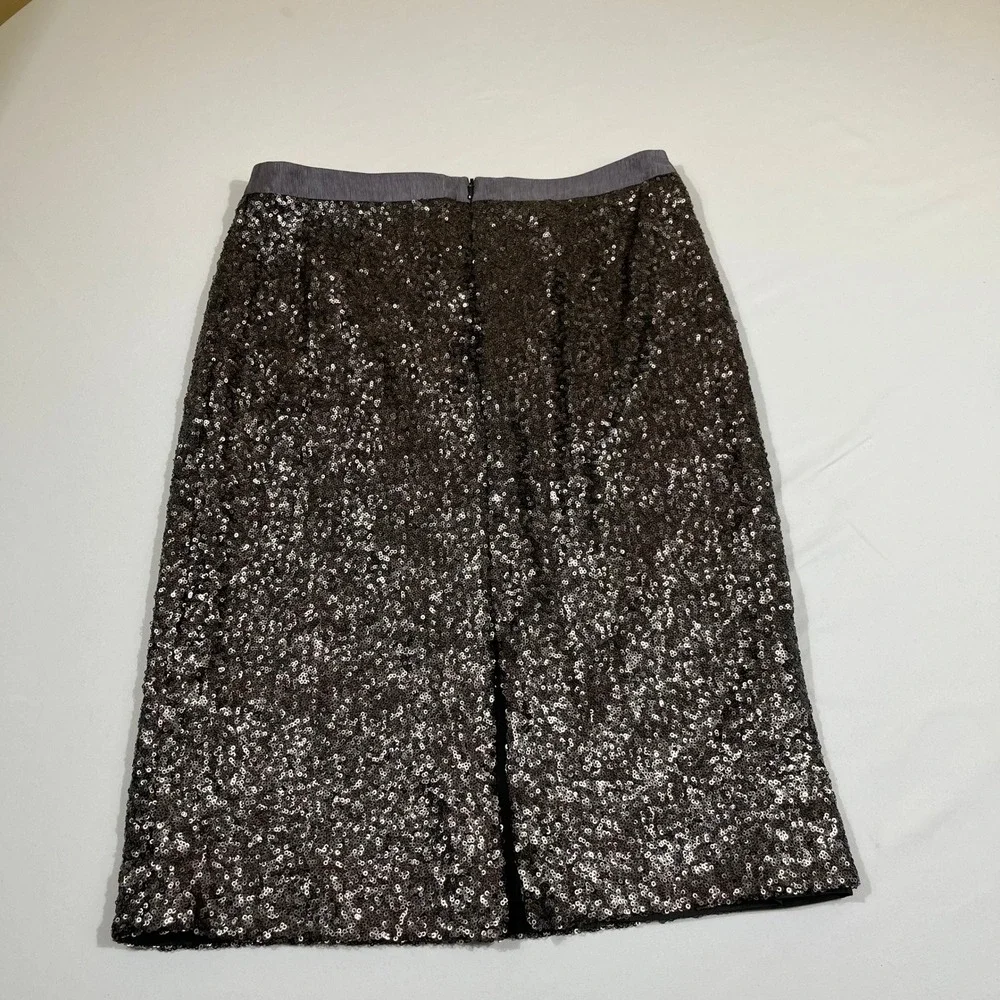 Pure Collection Sequin Pencil Skirt Women 6 Charcoal Gray Sparkle Holiday Party